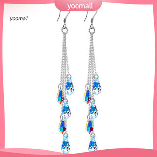 Yo / 1 Đôi Bông Tai Móc Dainty Thanh Lịch Tính Khí Cao Cấp Dazzling Giả Pha Lê Tua Rua Tòn Ten Bông Tai Phụ Kiện Trang Sức