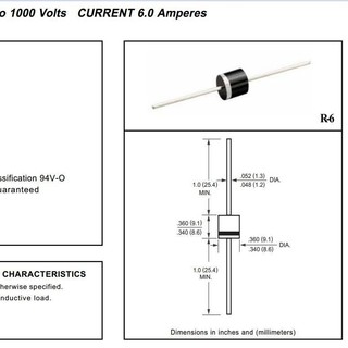 Điốt (diode) chỉnh lưu 6A10 6A 1000V