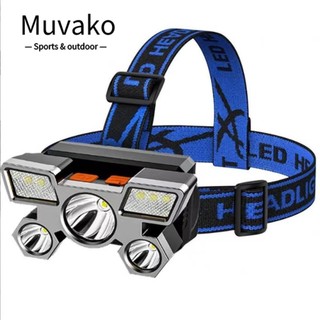 Đèn pha, Đèn pin gắn trên đầu có thể sạc lại chống nước, Cắm trại USB 5 LED Đèn pin siêu sáng Đèn pha làm việc