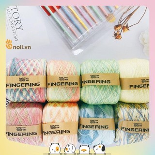 Sợi cotton bóng fingering loang Craft yarn VN màu sắc độc lạ chuyên móc bikini, váy áo mùa hè 100g (Đủ bảng màu 01-12)