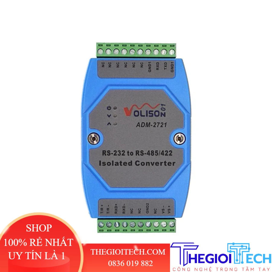 ADM-2721 Bộ chuyển đổi cách ly quang học DIN-Rail 24V RS232 sang RS422/485 Cấp công nghiệp - kit4