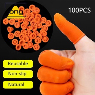 Set 100 găng cao su bảo vệ ngón tay chống trượt màu cam