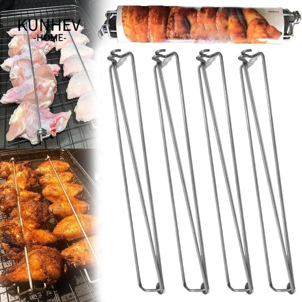 KUNHEV Đường ray cánh để nướng, Đường ray gà hình chữ U bằng kim loại, Phụ kiện thịt nướng thời trang Cánh gà nướng Công cụ nướng BBQ ngoài trời