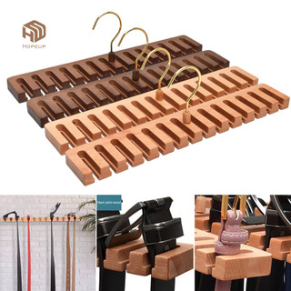 HOPEUP Móc Treo Đai Gỗ Thiết Kế 2 Trong 1 14 Khe Cắm Tiết Kiệm Không Gian Thân Thiện Với Môi Trường Đai Đa Chức Năng Tổ Chức Cho Tủ Quần Áo