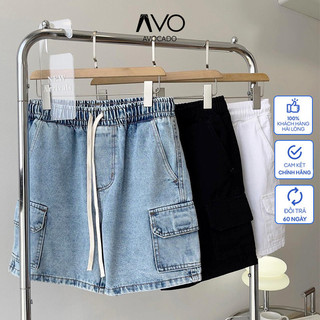 Quần Short ngắn SỌT đùi bò Jean Nam Túi hộp co dãn 4 chiều trơn thời trang Avocado đẹp