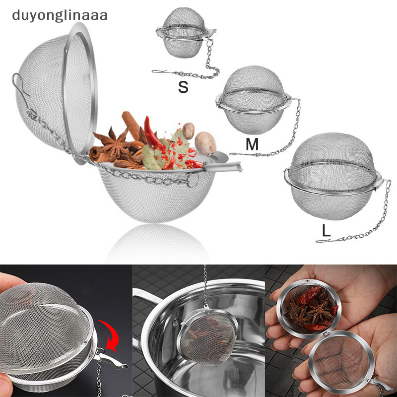 (Duyonglinaaa) Máy pha trà không gỉ Sphere Locking Spice Tea Ball Strainer MeshTea Filter Tool MỚI