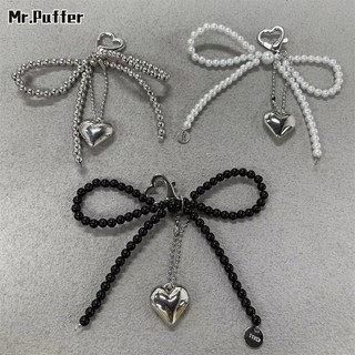 Mr.puffer Ngọc trai mới cao cấp khí chất nơ túi mặt dây chuyền cổ tích ngọc trai ngọt ngào nơ chìa khóa phụ kiện
