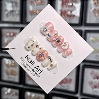 Handmade Mặc Móng Tay Đầu Móng Tay Móng Tay Miếng Dán Móng Tay Ngôi Sao Mặt Trăng Cung Tình Yêu Ánh Sáng Sang Trọng Dễ Thương