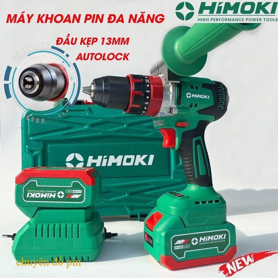 Khoan pin 3 chức năng HIMOKI HM-ID13100BL Không chổi than, Máy khoan pin đầu kẹm 13mm shop chuyên đồ pin
