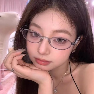 Kính đính kim cương hình elip Nữ Nam Kim loại Khung kim loại trái tim