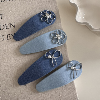 Kẹp tóc nơ Denim cổ điển Kẹp tóc hoa