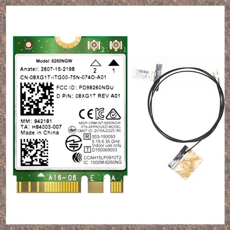 [J E P R] 8260 8260NGW Thẻ WiFi + 2XAntenna 867M Bluetooth 4.2 NGFF M.2 WiFi cho Intel AC 8260