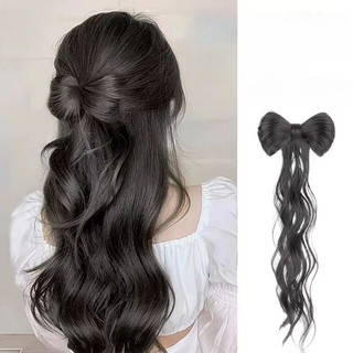 Nơ mỏ vịt kẹp tóc giả mở rộng cho nữ 35cm đuôi ngựa tổng hợp tóc dài curls tóc giả y2k kiểu tóc