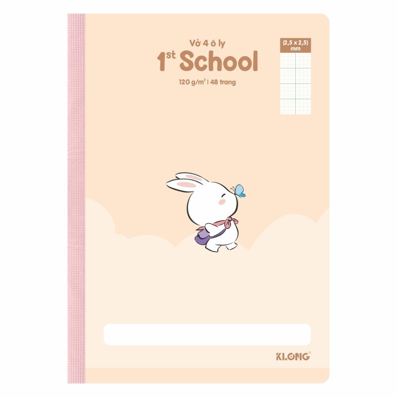 Vở 4 ô ly - 48 trang 120/76 bìa thiết kế màu pastel học sinh may dán gáy MS 074 1st School B5 KLONG