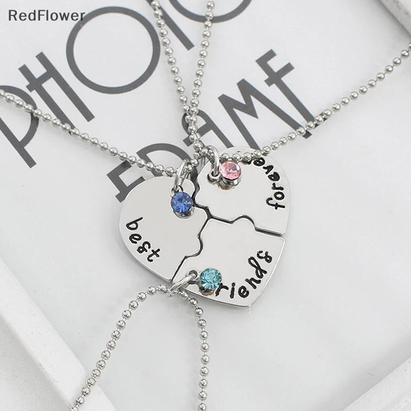 Redflower 3 Cái / bộ Trái Tim Chia Mặt Dây Chuyền Vòng Cổ Người Bạn Thân Nhất Bff Tình Bạn Cặp Đôi V