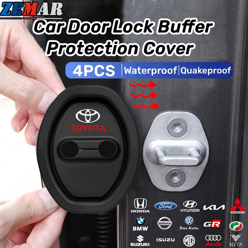 4 Silicone Khóa Cửa Ô Tô Vỏ Bảo Vệ Khóa Cửa Giảm Sốc Im Lặng Phụ Kiện Cho Agya Raize Calya Avanza Xpander ERTIGA XL7 Swift Fiesta Ranger Ecosport Sonet Sportage