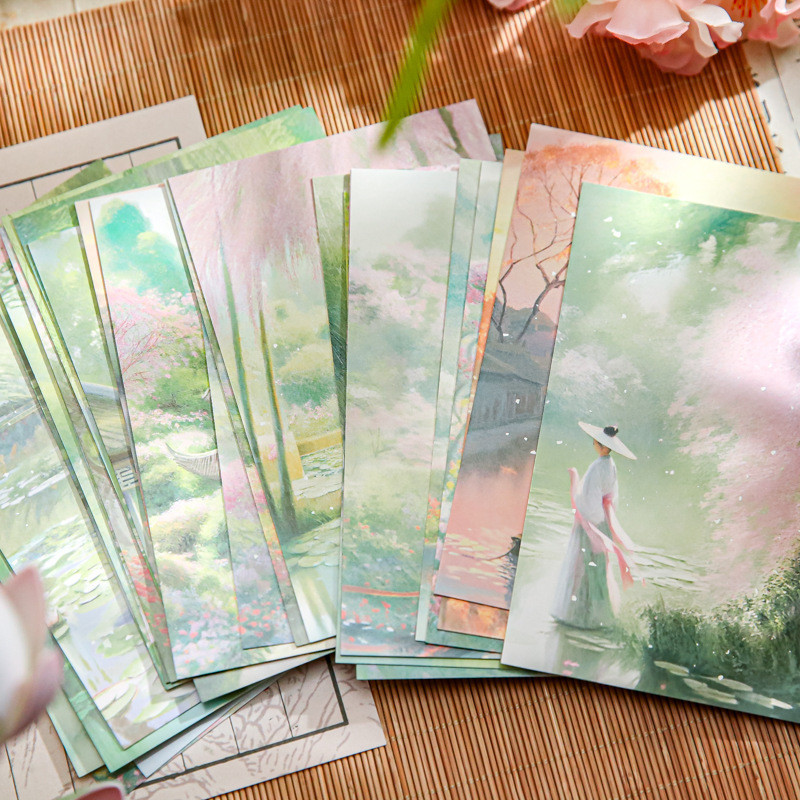 Mr. Paper 30 vé/hộp Bưu thiếp Phong cách cổ điển trung quốc Hoa sen hồ thực vật Hoa chủ đề Bưu thiếp Tài liệu dán dán bàn tay sáng tạo Thẻ nhắn tin DIY Tấm thiệp điện tử