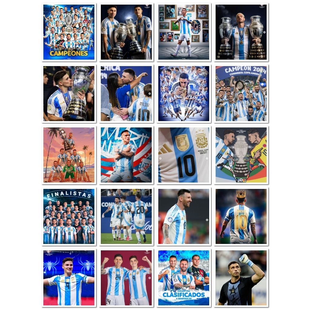 Bộ 40 hình dán sticker Messi và đội tuyển Argentina mùa 2024, hình dán bóng đá,