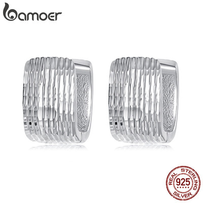 Bông tai bạc Bamoer 925 mặt rộng Trang sức thời trang Quà tặng nữ