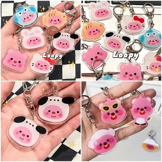 Hoạt Hình Loopy Ruby Móc Khóa Dễ Thương Nướng Pacha Chó Móc Khóa Acrylic Mặt Dây Chuyền Schoolbag Phụ Kiện