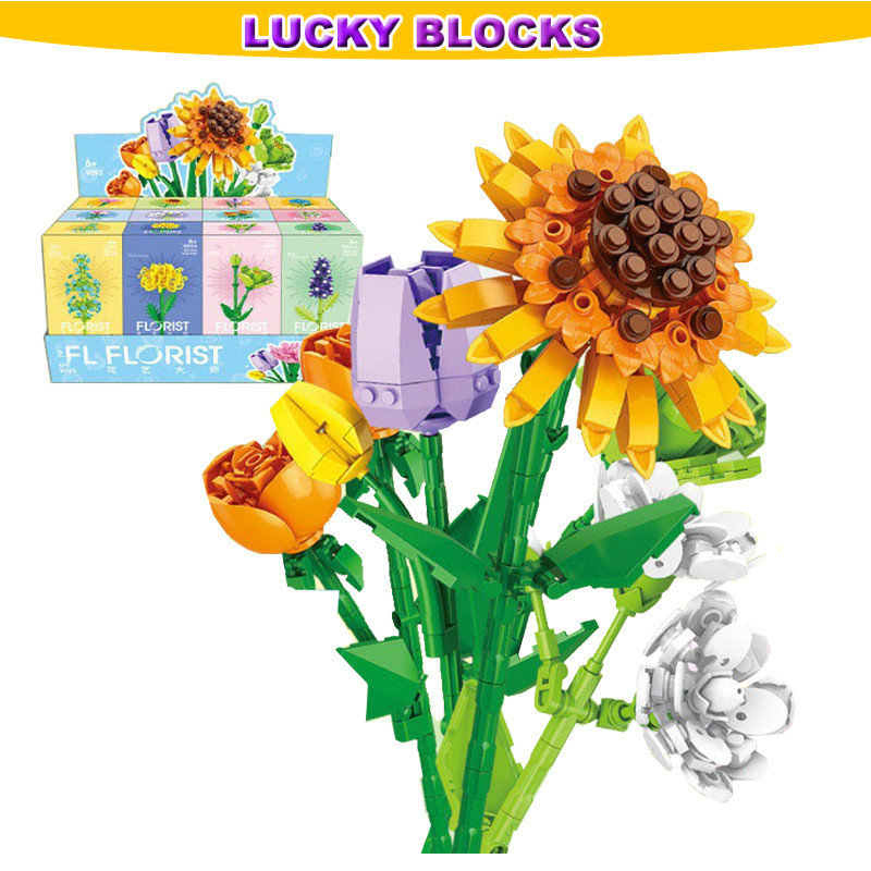 Dòng cây Bó hoa Khối xây dựng Hoa hướng dương / Hoa cúc / Hoa cẩm chướng / Hoa tulip Đồ chơi giáo dục trẻ em Quà tặng ngày lễ tình nhân Quà tặng bé gái Tương thích với LEGO