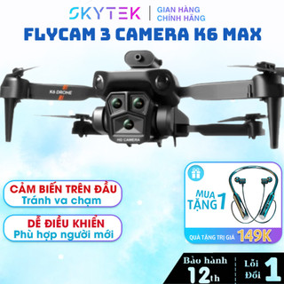 Flycam Mini K6 Max Drone Pro, Máy Bay Điều Khiển Từ Xa có Camera 3 Chiều Góc Rộng, Nhào Lộn 360, Độ Bảo Hành 12 Tháng