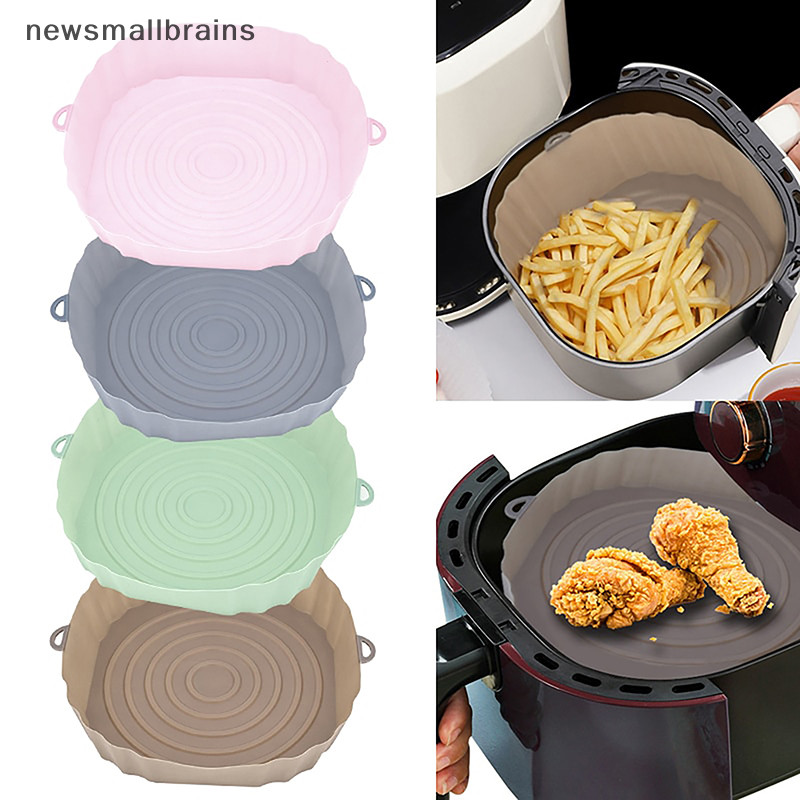 Newsmallbrains Silicone Nồi Chiên Không Khí Giỏ Lót Có Thể Tái Sử Dụng Khay Đựng Giấy Tròn Chịu Nhiệt Chống Dính Nướng Bánh Thay Thế Chảo Nướng Lò Nướng Nhà Bếp NSB