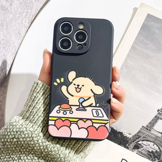 Ốp lưng silicon màu bảo vệ camera couple rabbit - nền đen - e165
