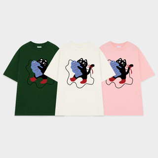 SELVZE Áo thun ngắn tay cổ tròn in hình thời trang và vui nhộn với cotton nguyên chất retro oversize dành cho nữ