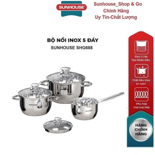 Bộ nồi inox 5 đáy sunhouse shg688