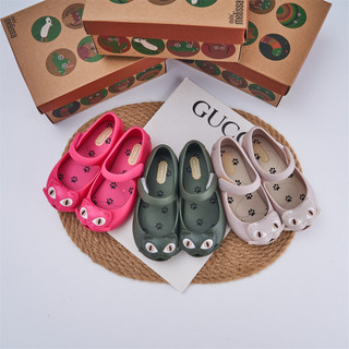 2024Melissa Melissa Giày trẻ em Seven Black Cat Fragrance Jelly Shoes Giày em bé Velcro Fish Mouth Sandals