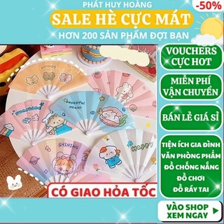 Quạt xếp siêu dễ thương , Quạt gấp cute , quạt cực mát giá rẻ , Quạt Nhựa Cầm Tay Xếp Gọn  - Phát Huy Hoàng