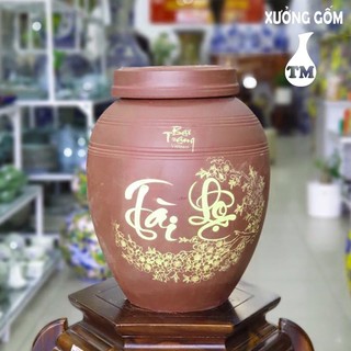 Chum sành đựng gạo không tráng men 10lit - bát tràng đương đại