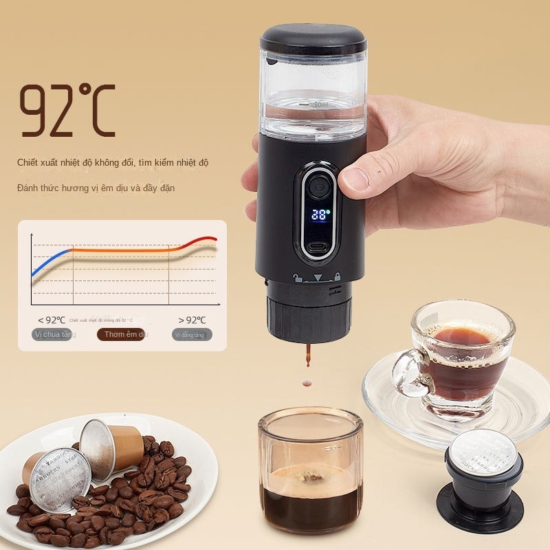 [Hàng có sẵn] Máy pha cà phê điện không dây di động, cần thiết cho du lịch ngoài trời