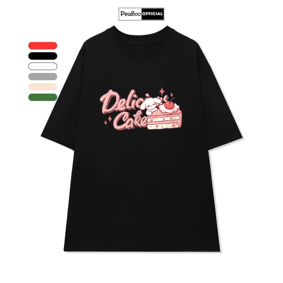 【COD】 Áo Thun Nữ, Áo Phông Unisex By PEABOO Mã TN Deli Cake Chất Cotton Thoáng Mát Form Rộng Tay Lỡ 