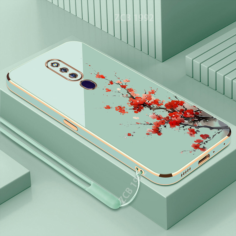 Ốp lưng OPPO F11 F11 PRO Ốp điện thoại TPU silicon cạnh thẳng mạ điện hoa mận hấp thụ sốc OPPO F11 F
