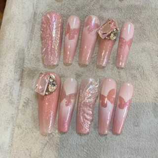 Đùi Tóc Thô  Handmade Mặc Móng Tay Pure Desire Gió Chuyển Đổi Đầu Móng Tay Kim Cương Làm Đẹp Móng Tay Bán Buôn