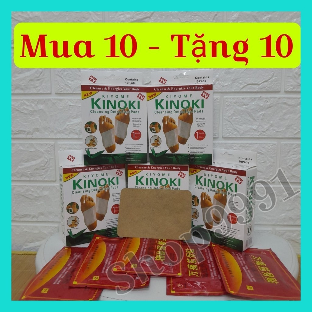 [Mua 10 - Tặng 10] 10 hộp Miếng Dán Thải Độc Chân Nhật Bản Kinoki Giảm Nhức Mỏi