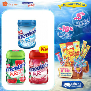 Sing gum không đường Mentos Pure Fresh hương bạc hà (hộp 6 hủ)