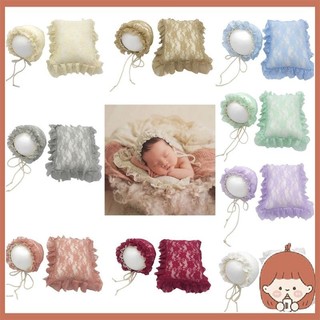 Silin 2 bộ bé sơ sinh mũ ren gối tư thế hỗ trợ phụ kiện sơ sinh đạo cụ chụp ảnh trang phục ảnh