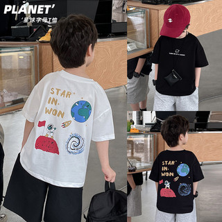  Ready Stock Mùa hè Phong cách mới Áo thun hoạt hình đẹp trai phiên bản Hàn Quốc Bé trai cổ tròn Cotton nguyên chất phù hợp cho bé trai bé trai ngắn tay