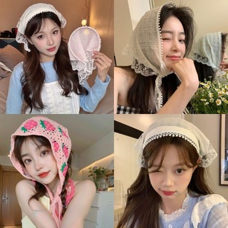Ins Kẻ Sọc Đầu Khăn Sáng Tạo Mục Vụ Đầu Khăn Thời Trang Ren Đầu Trang Trí Bất Ngờ Quà Tặng Cung Cấp