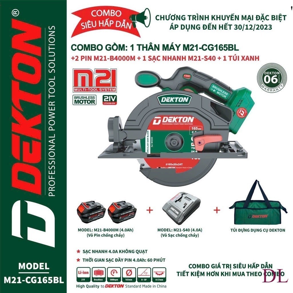 Combo Máy cưa gỗ Dekton M21-CG165BL không chổi than . SỈ LẺ MÁY MÓC
