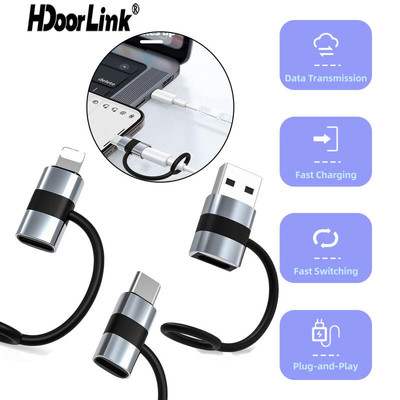 Bộ chuyển đổi HdoorLink 8Pin sang Type C PD 30W Bộ chuyển đổi Charing nhanh có dây buộc Truyền dữ liệu 480mbps