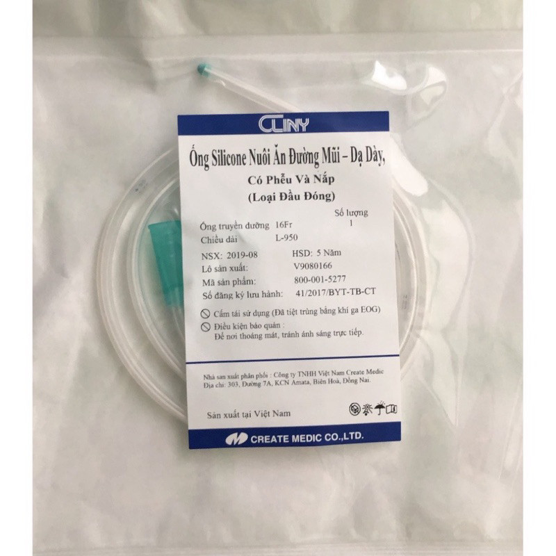 Dây cho ăn dạ dày, có phễu và nắp nuôi ăn dài ngày