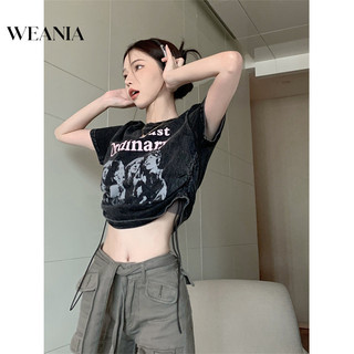 Áo thun ngắn tay in họa tiết đau khổ WEANIA Retro