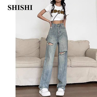 SHISHI quần ống rộng quần nữ jean thời trang Fashion phổ biến Thời trang WNK2430VIY 23Z240607