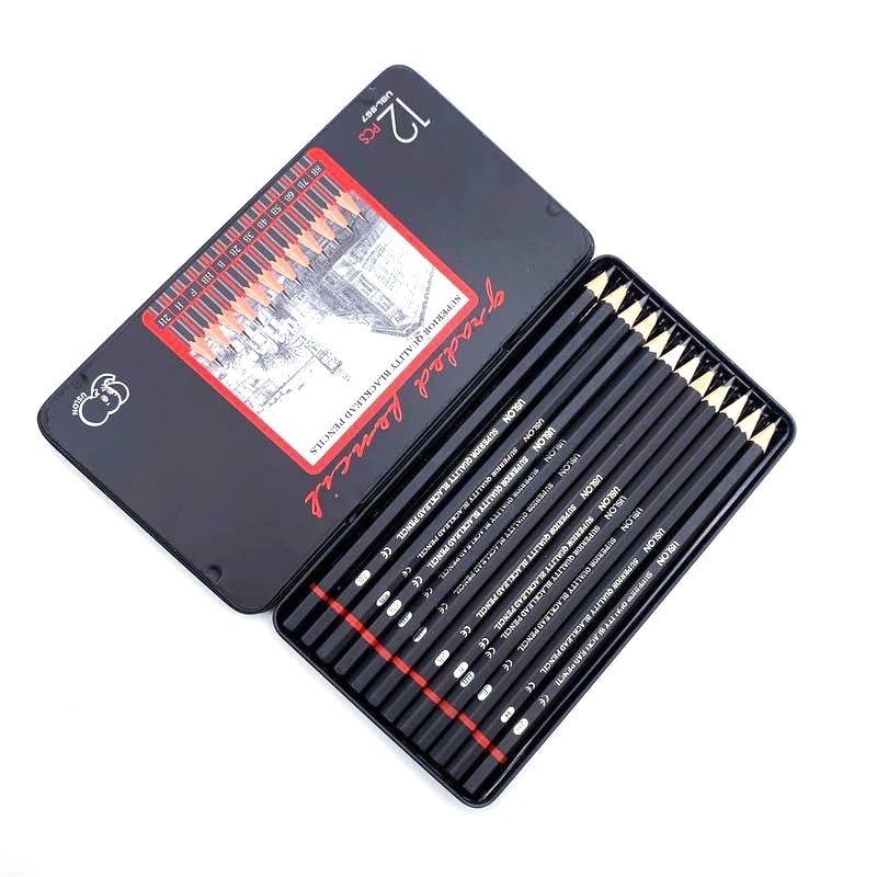 Bộ 12 Bút Chì Gỗ 2H-8B Chất Lượng Cao