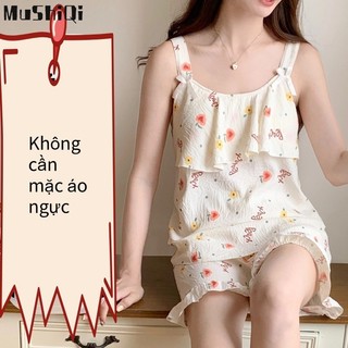 Bộ đồ ngủ nữ MUSHIQI Áo ngọt ngào + quần short mặc ở nhà