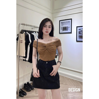áo thun xoắn trước dáng ôm bling lấp lánh TH